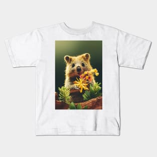 Cute quokka with Australian wild flowers Kids T-Shirt